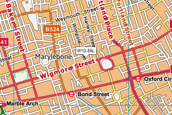 W1G 8AL map - OS VectorMap District (Ordnance Survey)