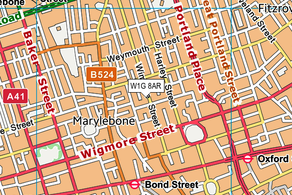 W1G 8AR map - OS VectorMap District (Ordnance Survey)