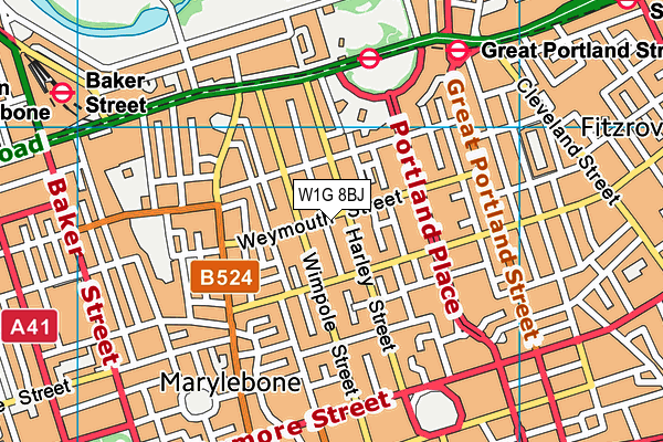 W1G 8BJ map - OS VectorMap District (Ordnance Survey)
