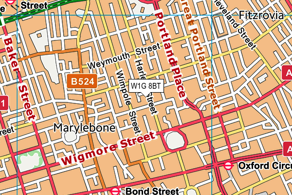 Queen's College, London map (W1G 8BT) - OS VectorMap District (Ordnance Survey)
