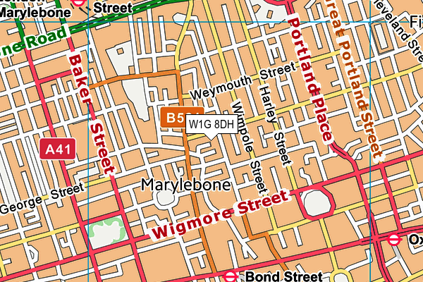 W1G 8DH map - OS VectorMap District (Ordnance Survey)