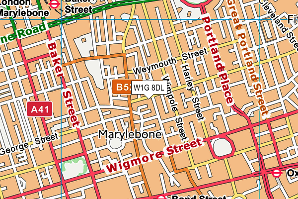 W1G 8DL map - OS VectorMap District (Ordnance Survey)