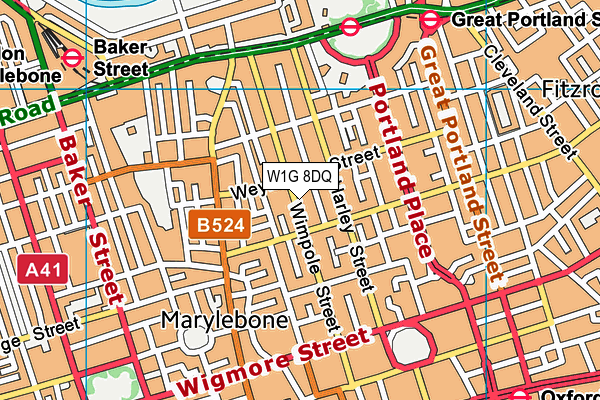 W1G 8DQ map - OS VectorMap District (Ordnance Survey)