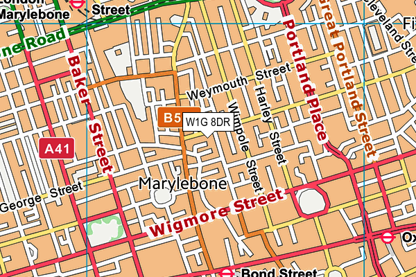 W1G 8DR map - OS VectorMap District (Ordnance Survey)