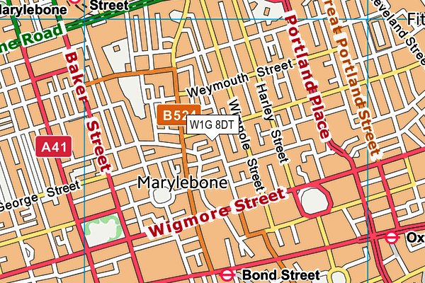 W1G 8DT map - OS VectorMap District (Ordnance Survey)