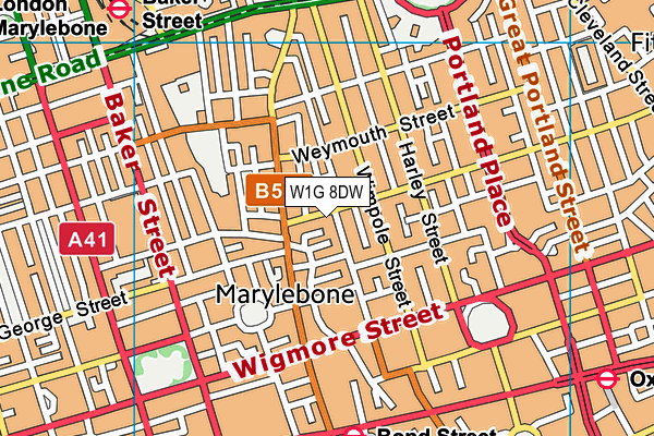 W1G 8DW map - OS VectorMap District (Ordnance Survey)