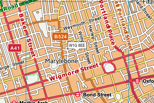 W1G 8EE map - OS VectorMap District (Ordnance Survey)