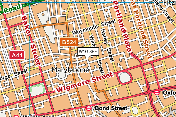 W1G 8EF map - OS VectorMap District (Ordnance Survey)