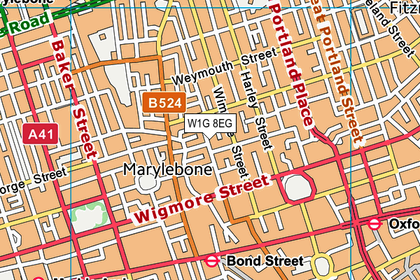 W1G 8EG map - OS VectorMap District (Ordnance Survey)