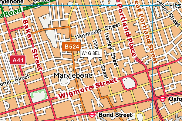 W1G 8EL map - OS VectorMap District (Ordnance Survey)