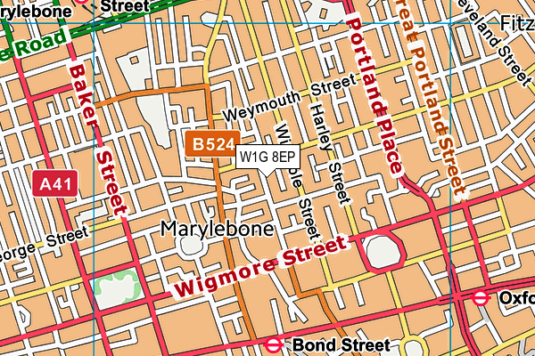 W1G 8EP map - OS VectorMap District (Ordnance Survey)