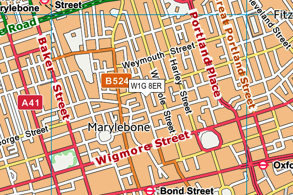 W1G 8ER map - OS VectorMap District (Ordnance Survey)