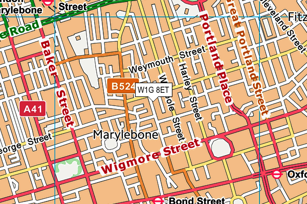 W1G 8ET map - OS VectorMap District (Ordnance Survey)