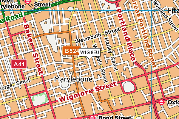 W1G 8EU map - OS VectorMap District (Ordnance Survey)