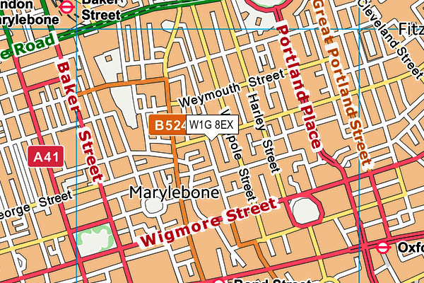 W1G 8EX map - OS VectorMap District (Ordnance Survey)