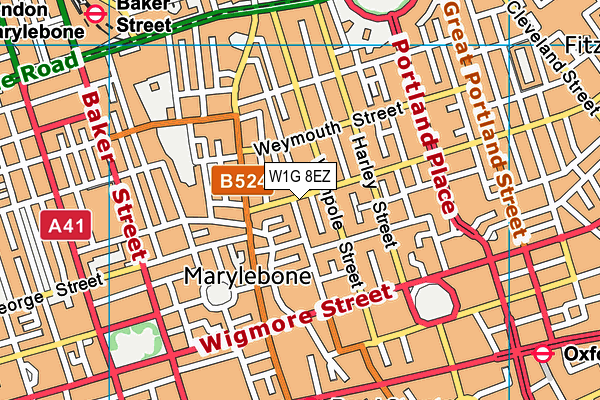 W1G 8EZ map - OS VectorMap District (Ordnance Survey)