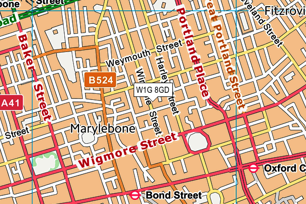 W1G 8GD map - OS VectorMap District (Ordnance Survey)