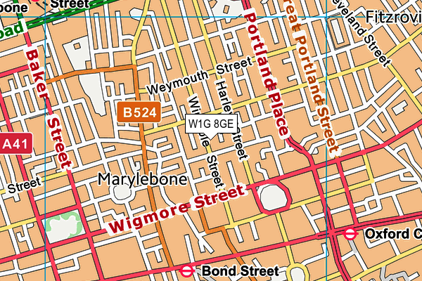 W1G 8GE map - OS VectorMap District (Ordnance Survey)