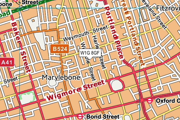 W1G 8GF map - OS VectorMap District (Ordnance Survey)