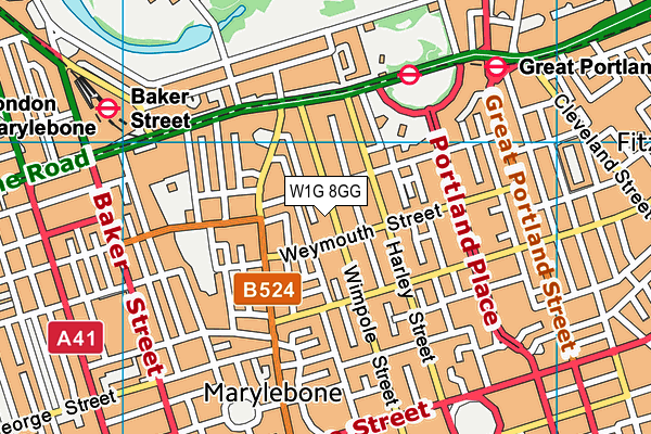 W1G 8GG map - OS VectorMap District (Ordnance Survey)