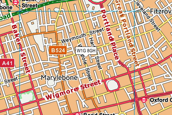 W1G 8GH map - OS VectorMap District (Ordnance Survey)