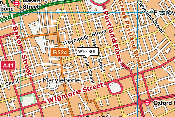 W1G 8GL map - OS VectorMap District (Ordnance Survey)