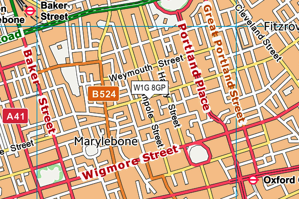 W1G 8GP map - OS VectorMap District (Ordnance Survey)