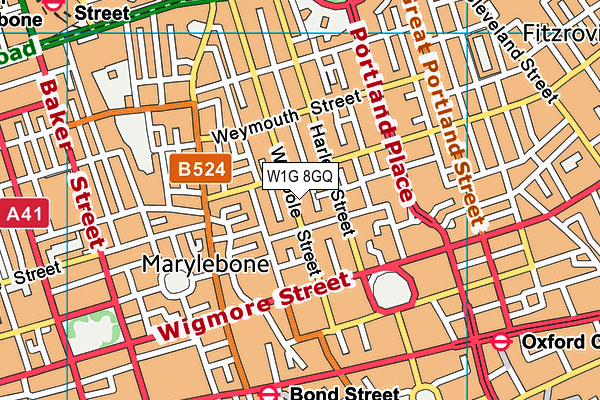 W1G 8GQ map - OS VectorMap District (Ordnance Survey)