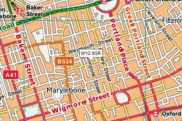 W1G 8GR map - OS VectorMap District (Ordnance Survey)