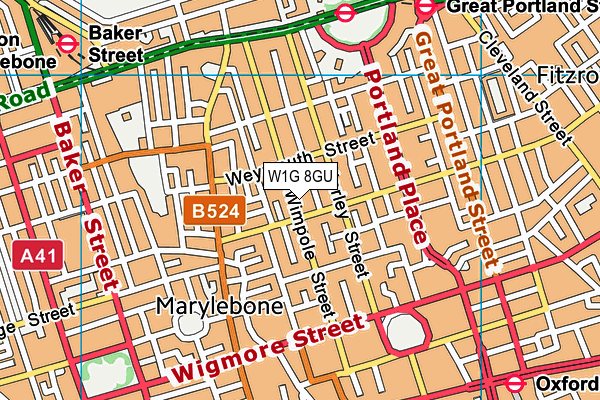 W1G 8GU map - OS VectorMap District (Ordnance Survey)