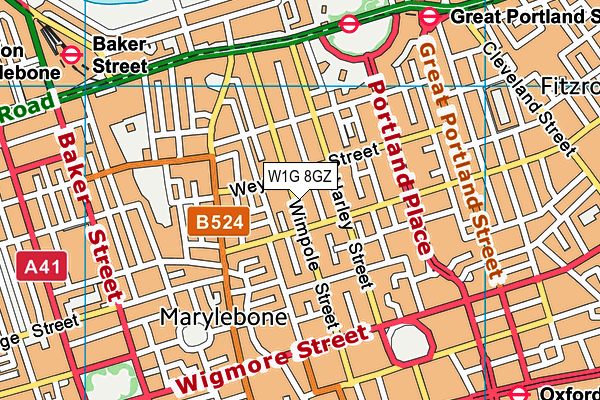 W1G 8GZ map - OS VectorMap District (Ordnance Survey)