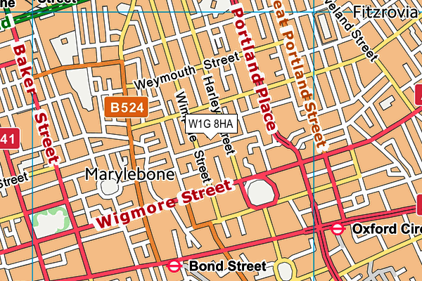 W1G 8HA map - OS VectorMap District (Ordnance Survey)