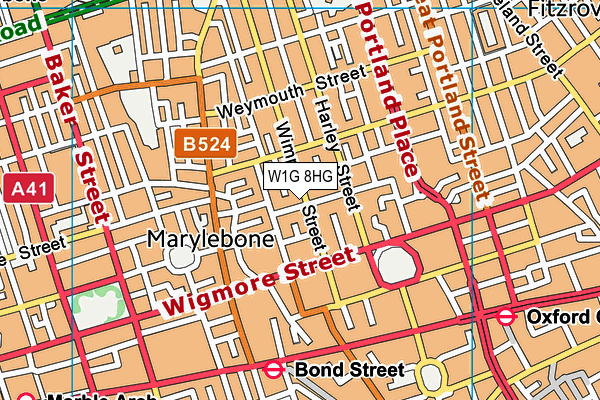 W1G 8HG map - OS VectorMap District (Ordnance Survey)
