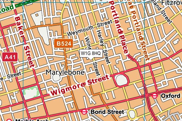 W1G 8HQ map - OS VectorMap District (Ordnance Survey)