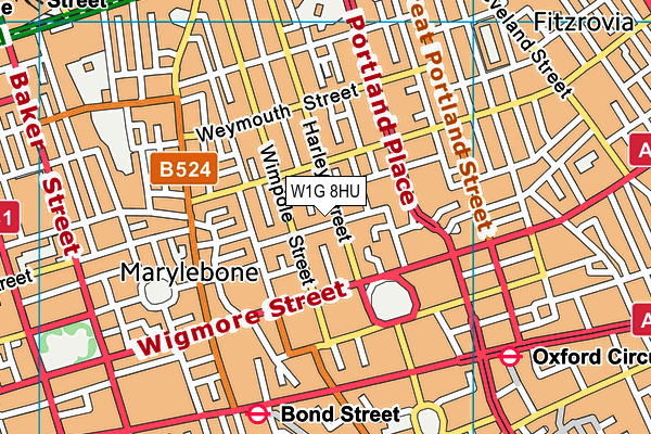 W1G 8HU map - OS VectorMap District (Ordnance Survey)