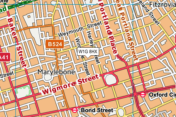 W1G 8HX map - OS VectorMap District (Ordnance Survey)