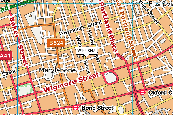 W1G 8HZ map - OS VectorMap District (Ordnance Survey)