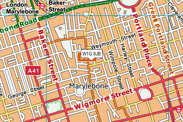 W1G 8JB map - OS VectorMap District (Ordnance Survey)