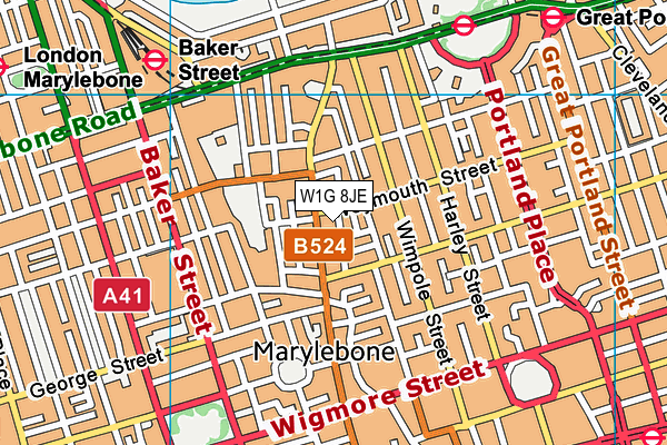 W1G 8JE map - OS VectorMap District (Ordnance Survey)