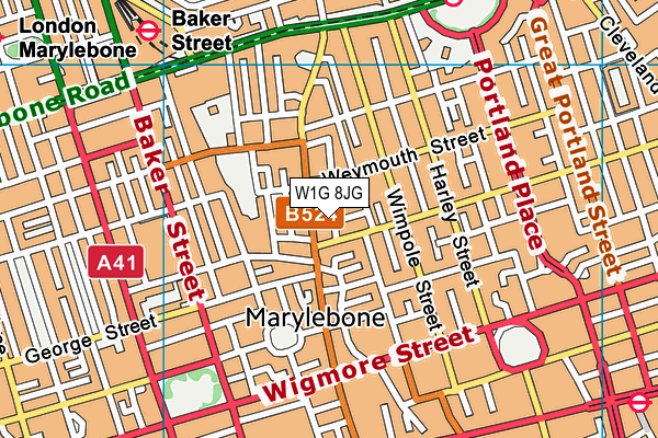 W1G 8JG map - OS VectorMap District (Ordnance Survey)