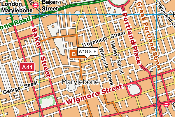 W1G 8JH map - OS VectorMap District (Ordnance Survey)