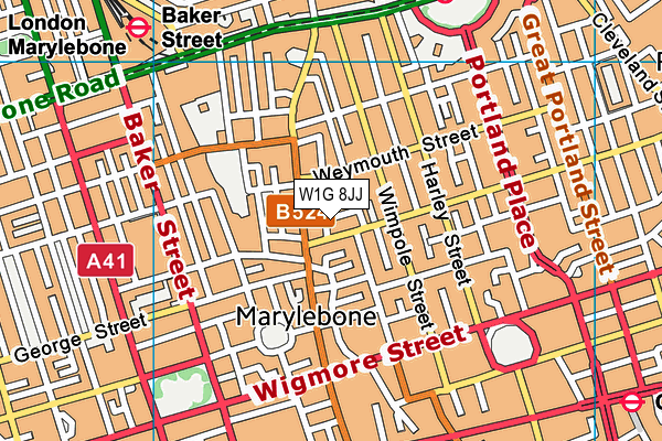 W1G 8JJ map - OS VectorMap District (Ordnance Survey)