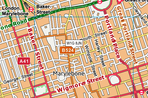 W1G 8JN map - OS VectorMap District (Ordnance Survey)