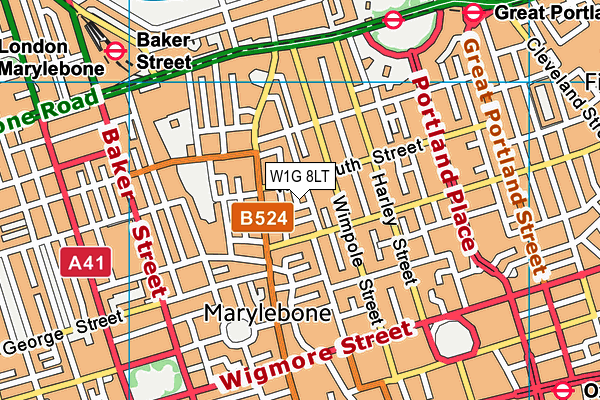 W1G 8LT map - OS VectorMap District (Ordnance Survey)