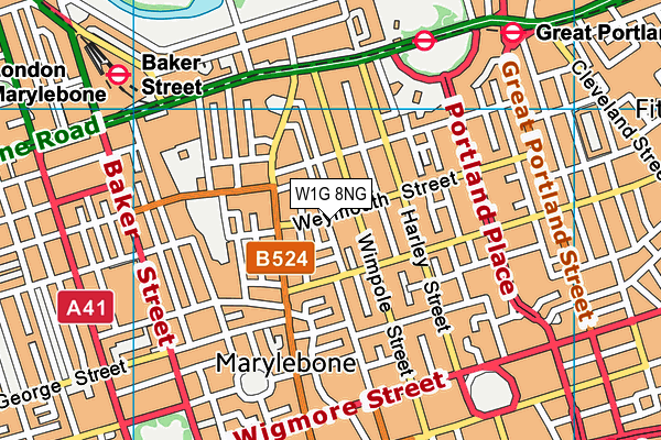 W1G 8NG map - OS VectorMap District (Ordnance Survey)