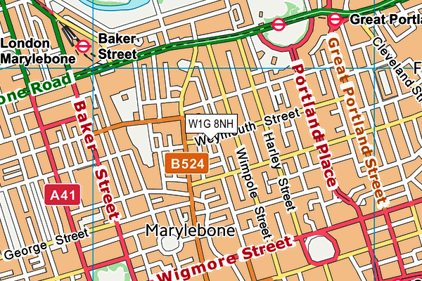 W1G 8NH map - OS VectorMap District (Ordnance Survey)