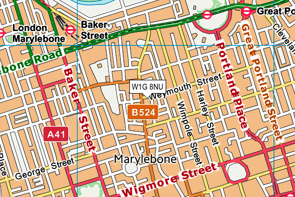 W1G 8NU map - OS VectorMap District (Ordnance Survey)