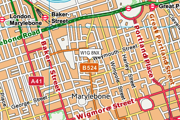 W1G 8NX map - OS VectorMap District (Ordnance Survey)