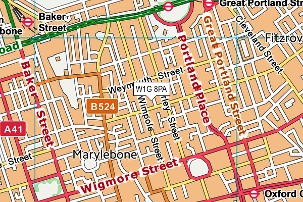 W1G 8PA map - OS VectorMap District (Ordnance Survey)