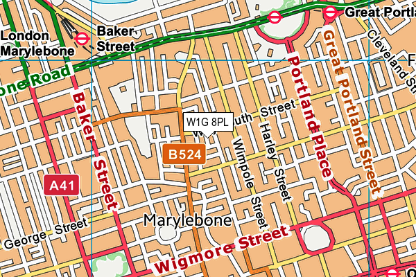 W1G 8PL map - OS VectorMap District (Ordnance Survey)